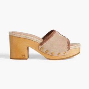 VERONICA BEARD Hannalle Jute-trimmed Suede Platform Mules